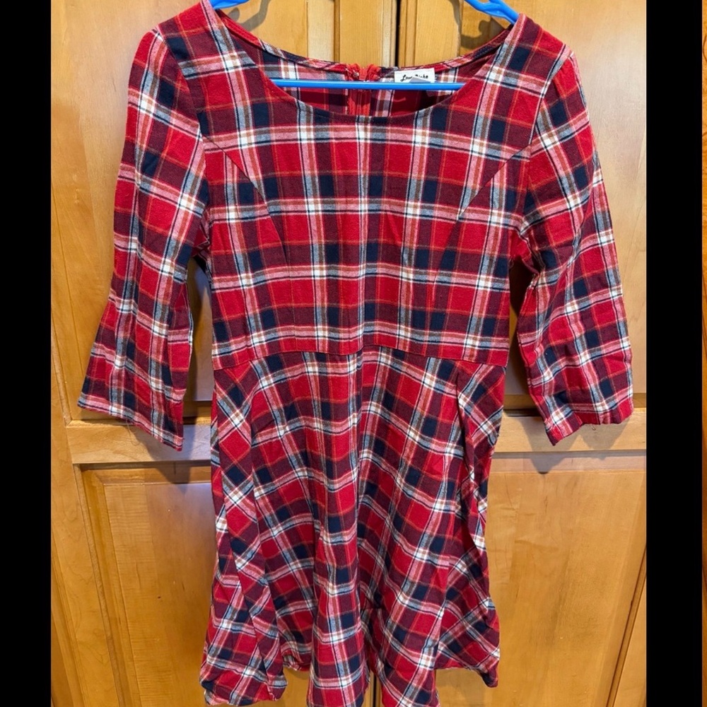 Plaid Flannel Dress. Holiday / Christmas. Medium. Red / Navy Plaid. Worn 1x